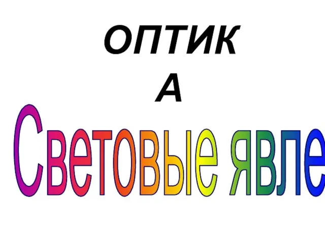 Световые явления ОПТИКА