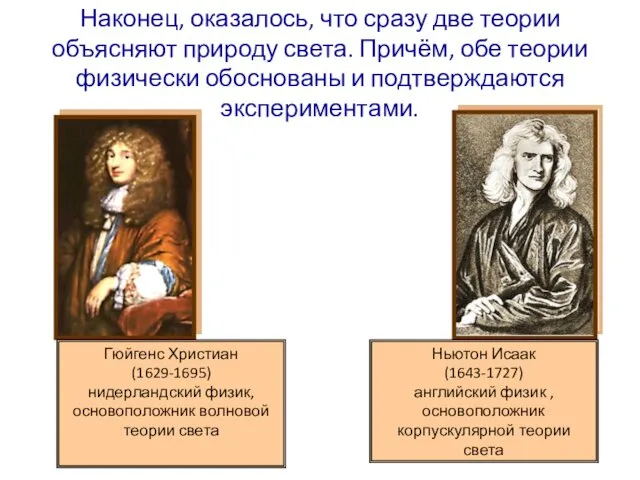 Гюйгенс Христиан (1629-1695) нидерландский физик, основоположник волновой теории света Ньютон