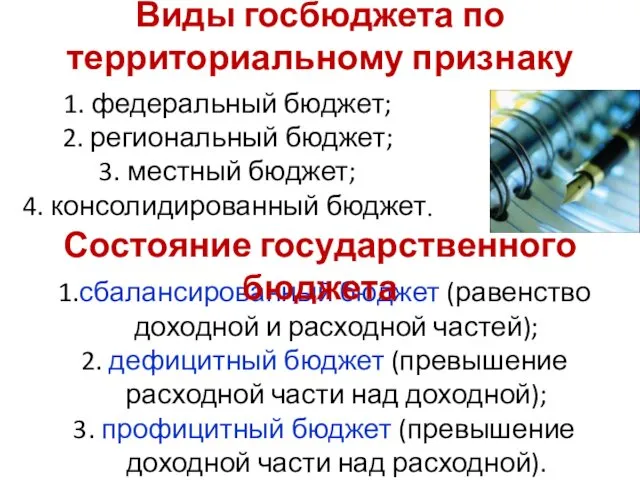 1. федеральный бюджет; 2. региональный бюджет; 3. местный бюджет; 4.