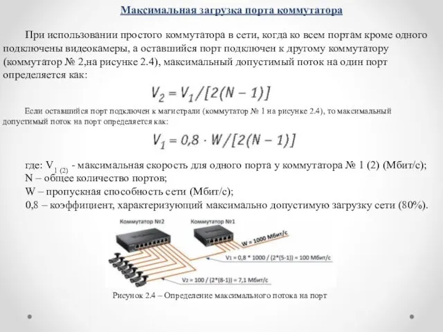 Максимальная загрузка порта коммутатора При использовании простого коммутатора в сети,