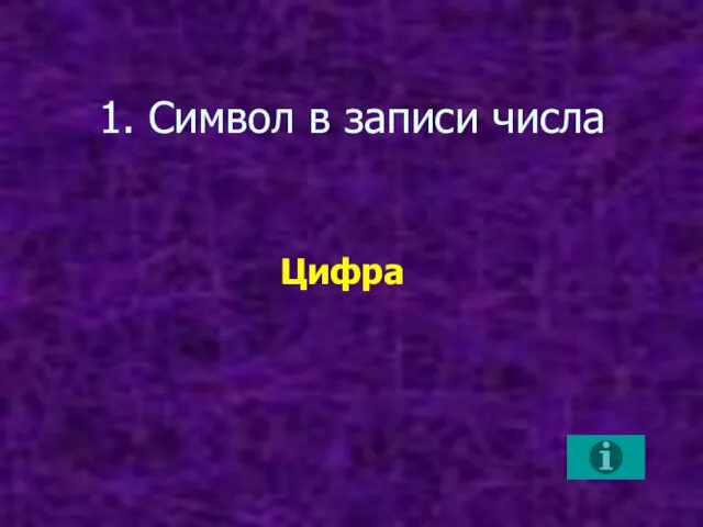 1. Символ в записи числа Цифра