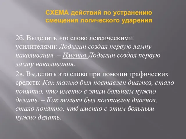 2б. Выделить это слово лексическими усилителями: Лодыгин создал первую лампу