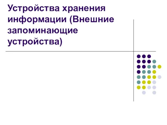 Устройства хранения информации (Внешние запоминающие устройства)