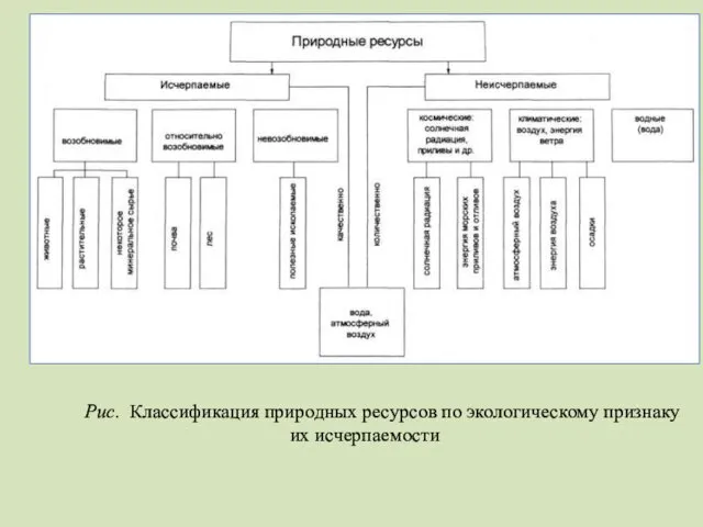 Рис. Классификация природных ресурсов по экологическому признаку их исчерпаемости