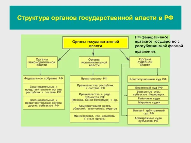 Структура органов государственной власти в РФ Органы государственной власти РФ