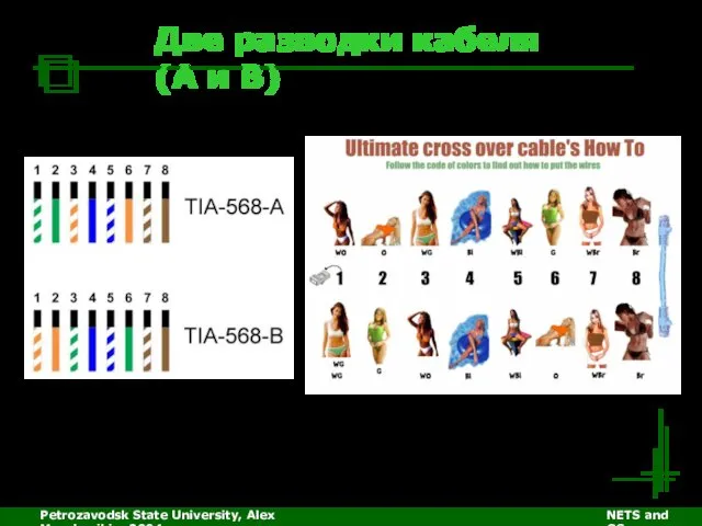 Petrozavodsk State University, Alex Moschevikin, 2004 NETS and OSs Две разводки кабеля (А и В)