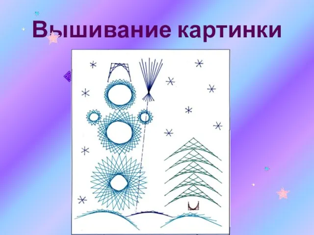 Вышивание картинки Картинку вышивают по заданному рисунку, используя основные элементы техники изонить