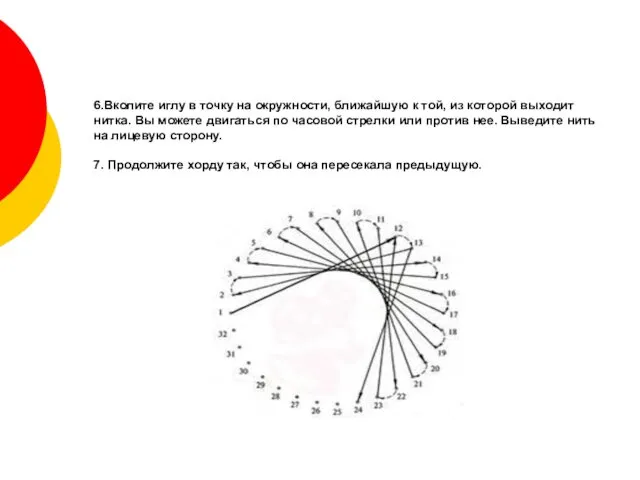 6.Вколите иглу в точку на окружности, ближайшую к той, из