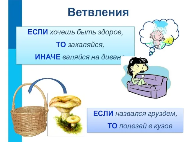 Ветвления ЕСЛИ хочешь быть здоров, ТО закаляйся, ИНАЧЕ валяйся на