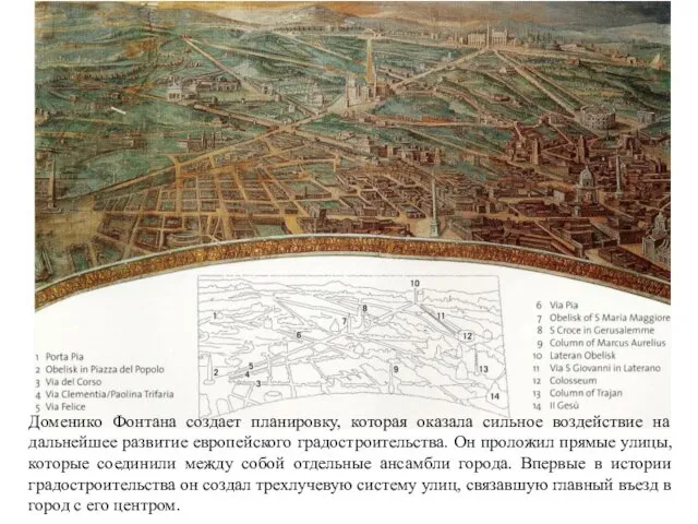 Доменико Фонтана создает планировку, которая оказала сильное воздействие на дальнейшее