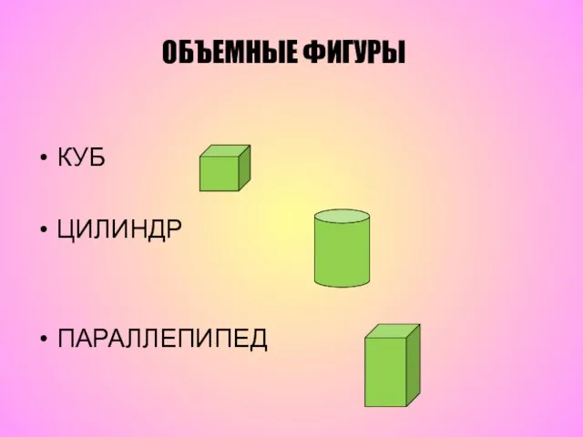 КУБ ЦИЛИНДР ПАРАЛЛЕПИПЕД ОБЪЕМНЫЕ ФИГУРЫ