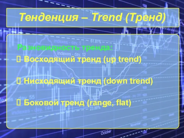 Тенденция – Trend (Тренд) Разновидность тренда: Восходящий тренд (up trend)