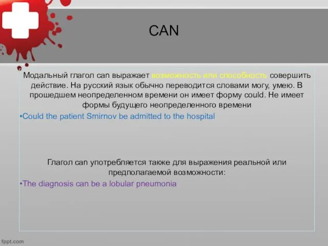 CAN Модальный глагол саn выражает возможность или способность совершить действие.