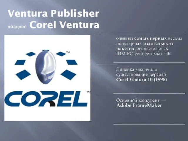 Ventura Publisher позднее Corel Ventura