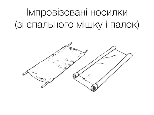 Імпровізовані носилки (зі спального мішку і палок)