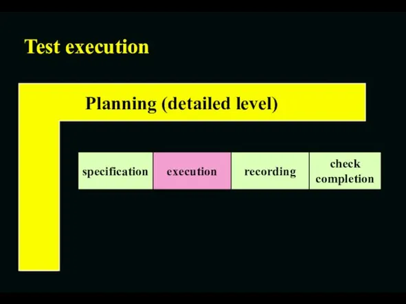Test execution specification execution recording check completion