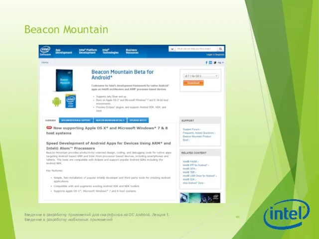 Beacon Mountain Введение в разработку приложений для смартфонов на ОС