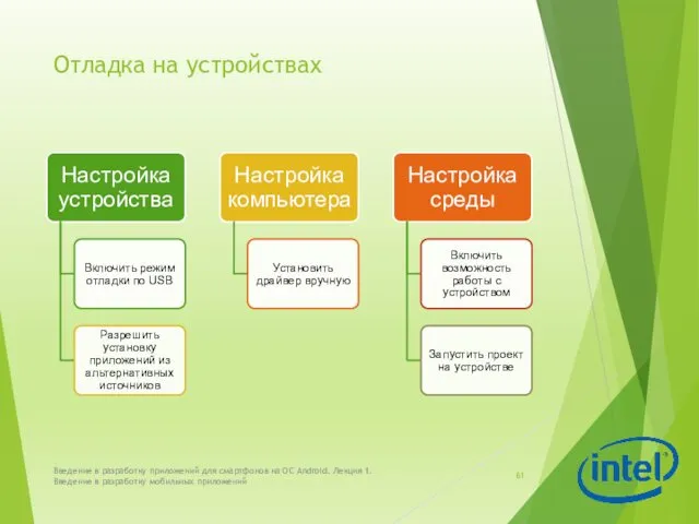 Отладка на устройствах Введение в разработку приложений для смартфонов на