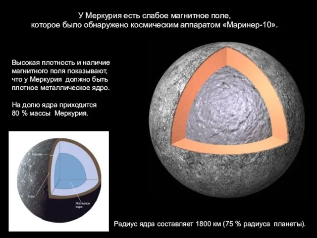У Меркурия есть слабое магнитное поле, которое было обнаружено космическим