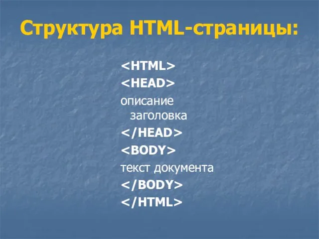 Структура HTML-страницы: описание заголовка текст документа