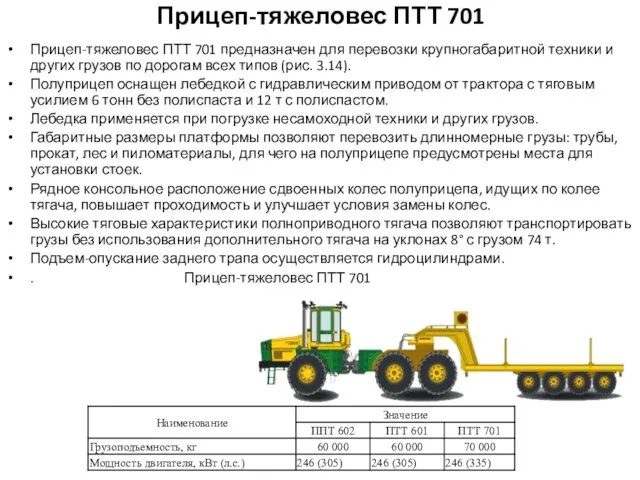 Прицеп-тяжеловес ПТТ 701 Прицеп-тяжеловес ПТТ 701 предназначен для перевозки крупногабаритной