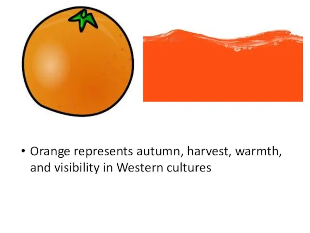 Orange represents autumn, harvest, warmth, and visibility in Western cultures