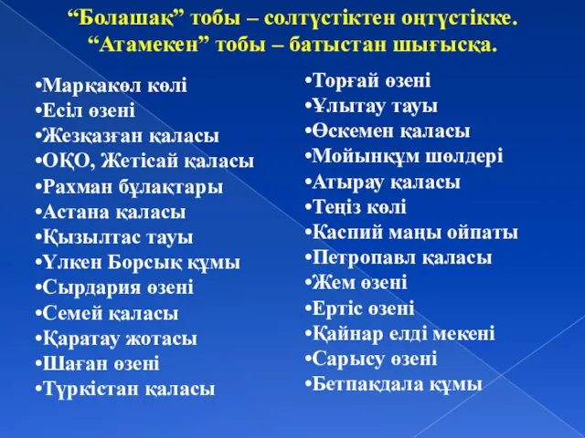 Марқакөл көлі Есіл өзені Жезқазған қаласы ОҚО, Жетісай қаласы Рахман