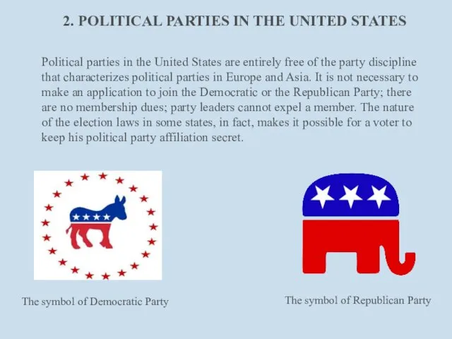 2. POLITICAL PARTIES IN THE UNITED STATES Political parties in