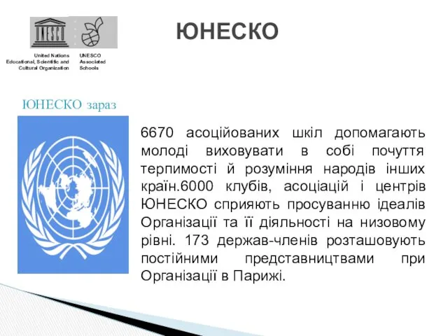 ЮНЕСКО United Nations Educational, Scientific and Cultural Organization UNESCO Associated