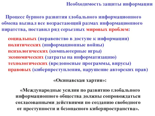 Процесс бурного развития глобального информационного обмена вызвал все возрастающий размах