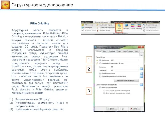 Cтруктурное моделирование Pillar Gridding Структурная модель создается в процессе, называемом