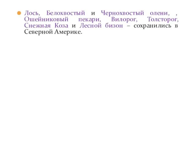 Лось, Белохвостый и Чернохвостый олени, , Ошейниковый пекари, Вилорог, Толсторог,