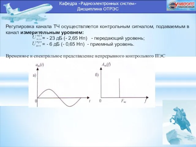 Кафедра «Радиоэлектронных систем» Дисциплина ОТРЭС Регулировка канала ТЧ осуществляется контрольным