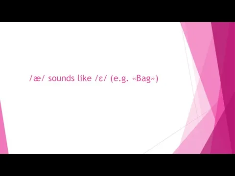/æ/ sounds like /ɛ/ (e.g. «Bag»)