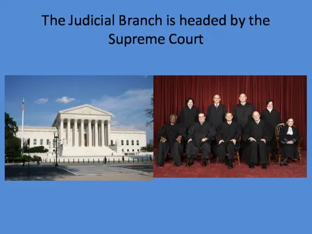The Judicial Branch is headed by the Supreme Court