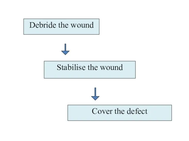 Debride the wound Stabilise the wound Cover the defect