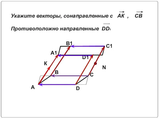 A D C B A1 B1 C1 D1 Укажите векторы,