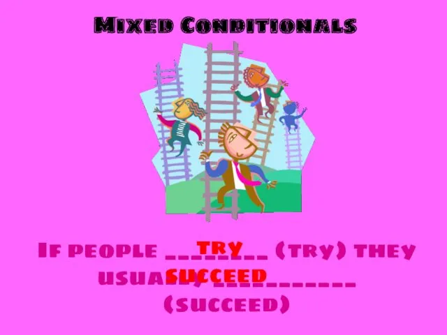 Mixed Conditionals If people ________ (try) they usually ___________ (succeed) try succeed