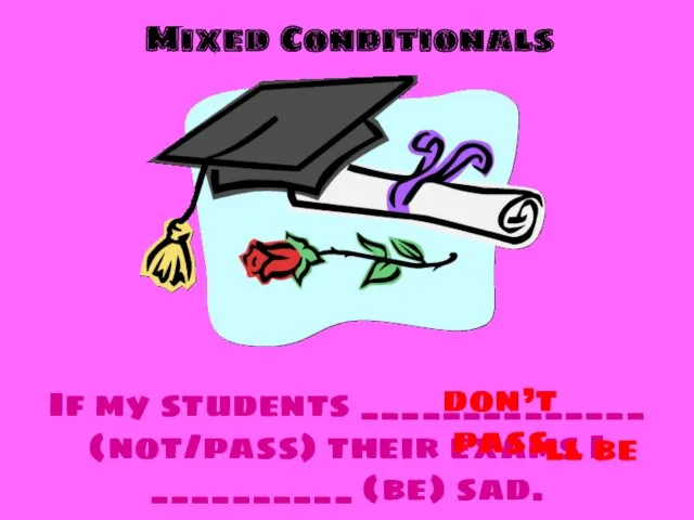 Mixed Conditionals If my students ______________ (not/pass) their exams I