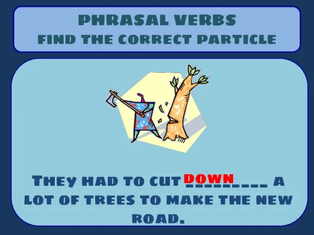 PHRASAL VERBS find the correct particle They had to cut