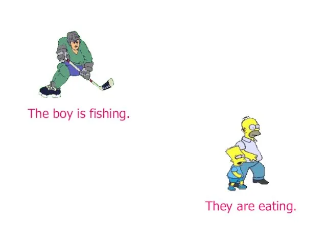 The boy is fishing. They are eating.