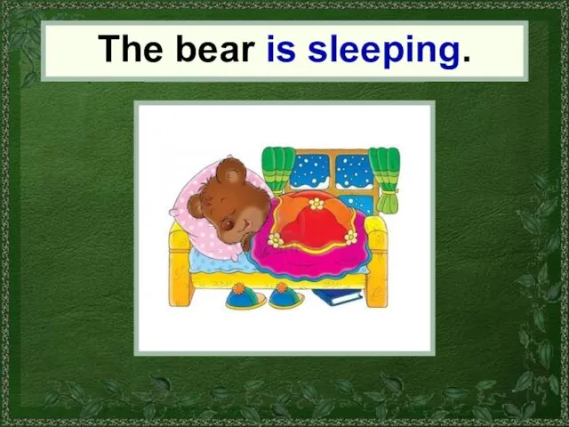 the bear The bear is sleeping.