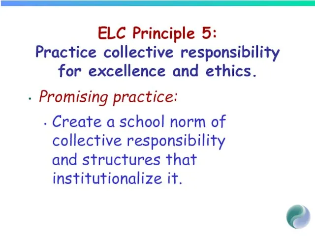 ELC Principle 5: Practice collective responsibility for excellence and ethics.