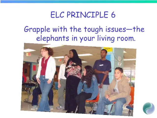 ELC PRINCIPLE 6 Grapple with the tough issues—the elephants in your living room.