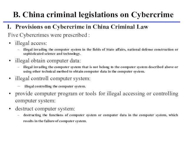Provisions on Cybercrime in China Criminal Law Five Cybercrimes were