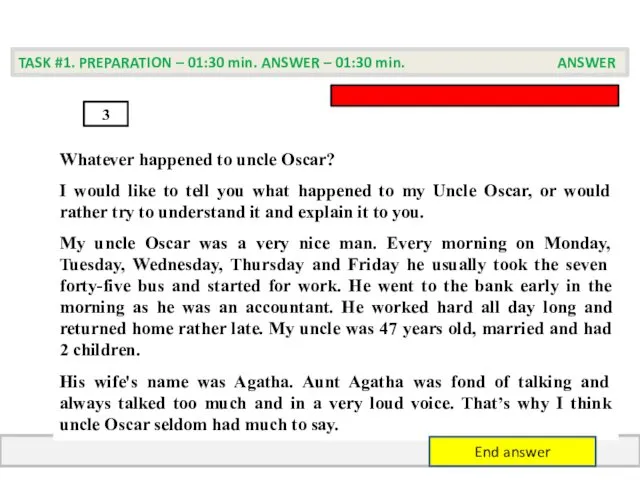 Whatever happened to uncle Oscar? I would like to tell