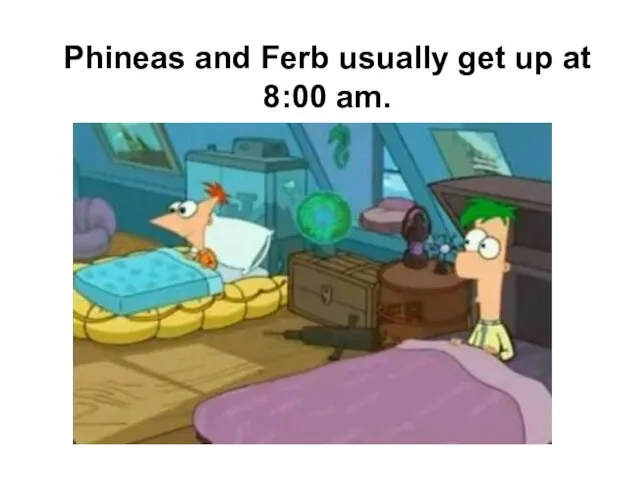 Phineas and Ferb usually get up at 8:00 am.