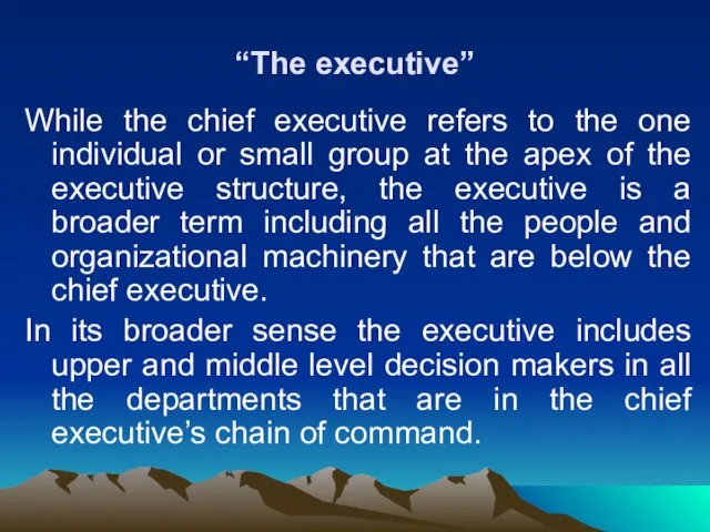 “The executive” While the chief executive refers to the one