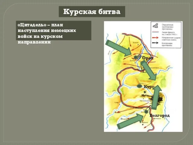 Курская битва «Цитадель» – план наступления немецких войск на курском направлении Курск Орел Белгород