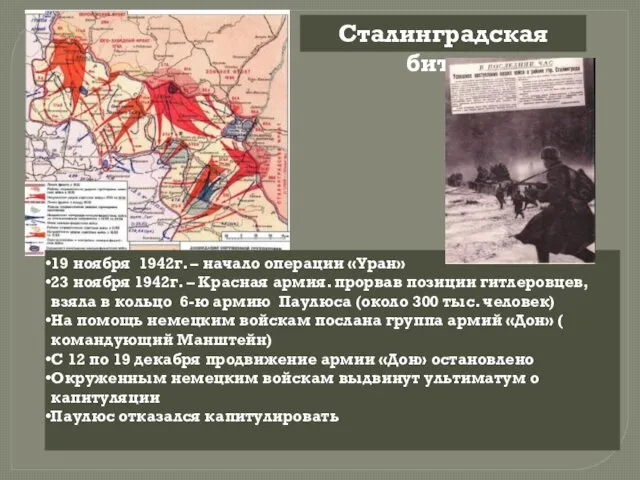 Сталинградская битва 19 ноября 1942г. – начало операции «Уран» 23